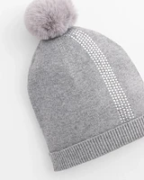 Rhinestone Cashmere Blend Pom Pom Hat