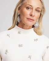 Embellished Mockneck Pullover Sweater