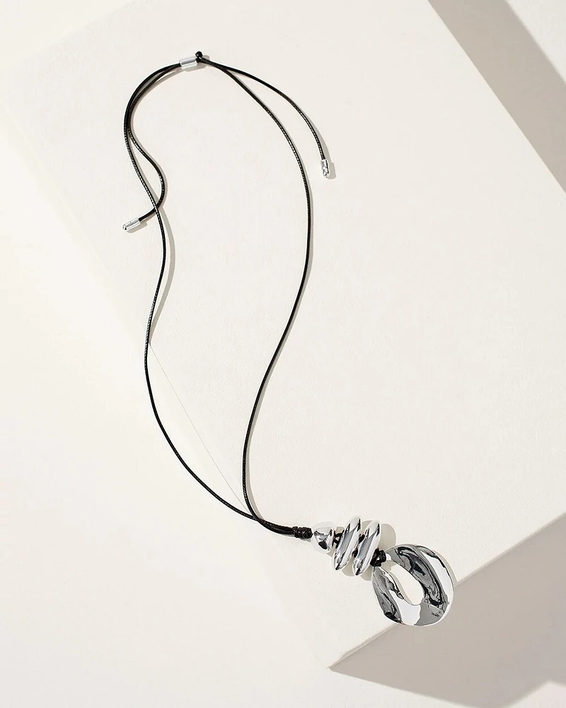 Silver Tone Adjustable Pendant Necklace