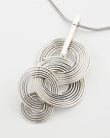 Silvertone Concentric Circles Pendant Necklace