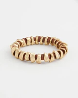 Walnut-Wood-Motif Goldtone Beaded Bracelet