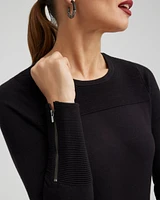 Zipper Detail Tunic Sweater