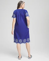 Embroidered Poplin Popover Dress