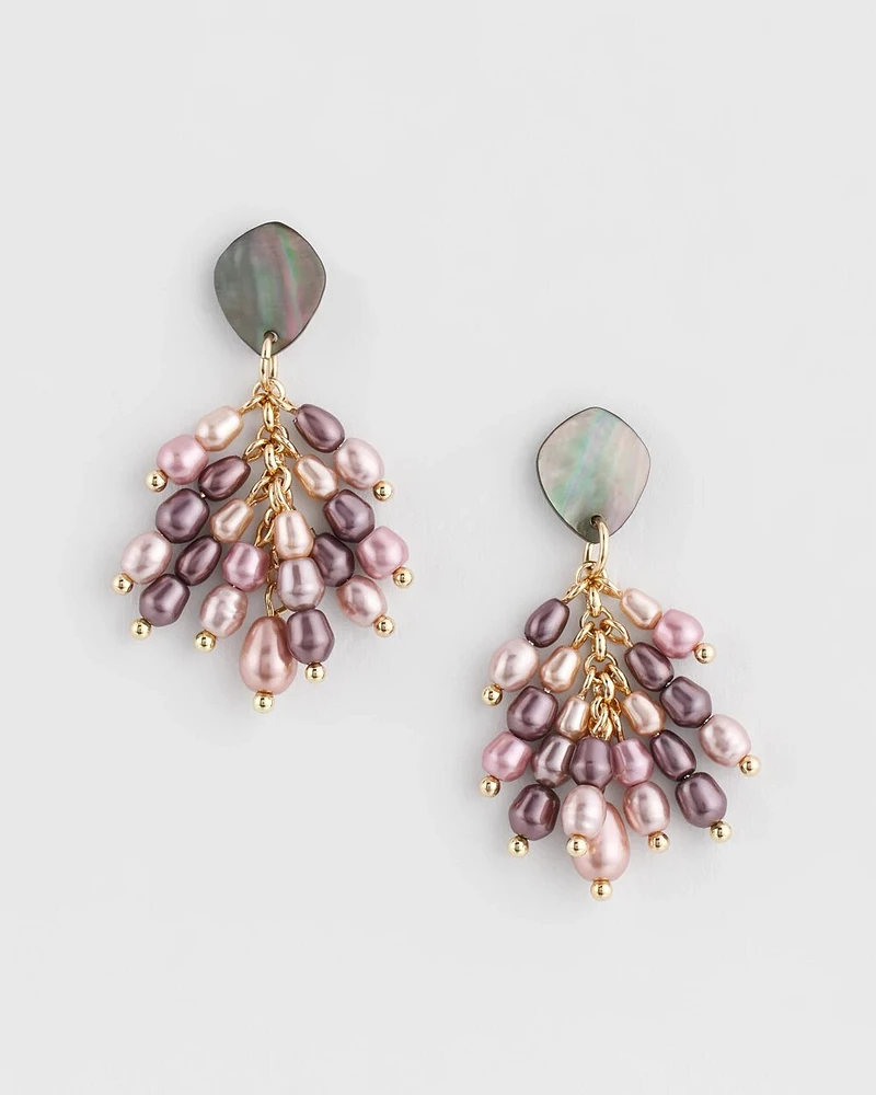 No Droop® Shell Beaded Cluster Earrings