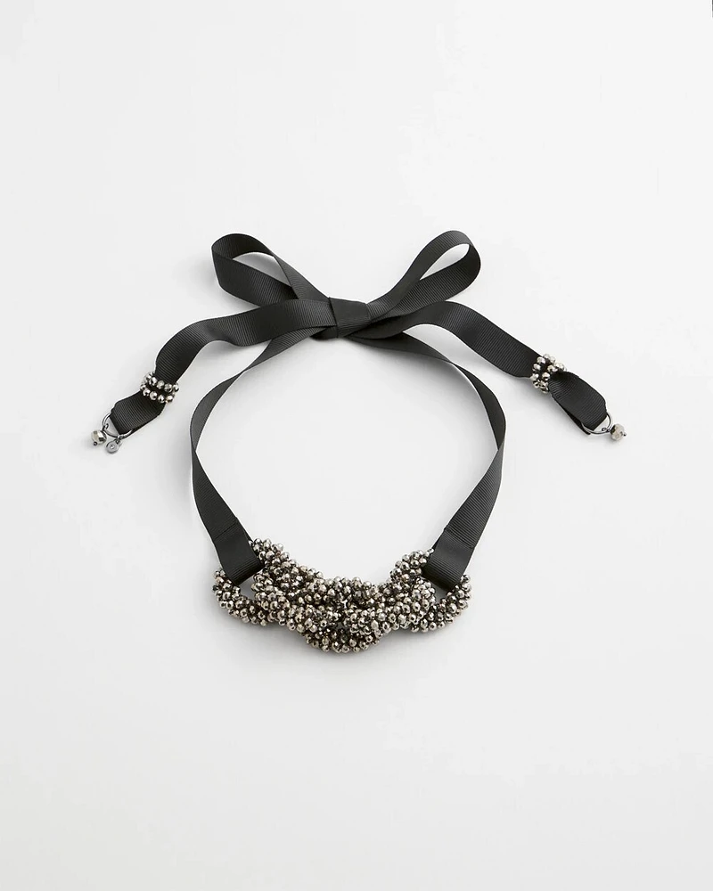 Beaded Chain Ribbon Necklace