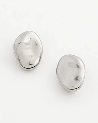 Silver-Tone Pebble Clip-On Stud Earrings