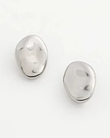 Silver-Tone Pebble Clip-On Stud Earrings