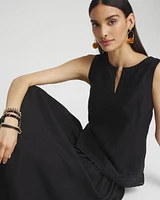 Linen Eyelet Scallop Hem Tank
