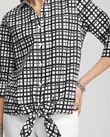 No Iron™ Plaid Tie-Front Top