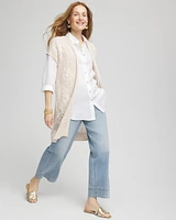 Pointelle Open-Front Cardigan
