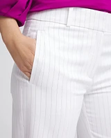 Striped Straight-Leg Cropped Pants