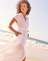 Poplin Circle Trim Maxi Shirtdress