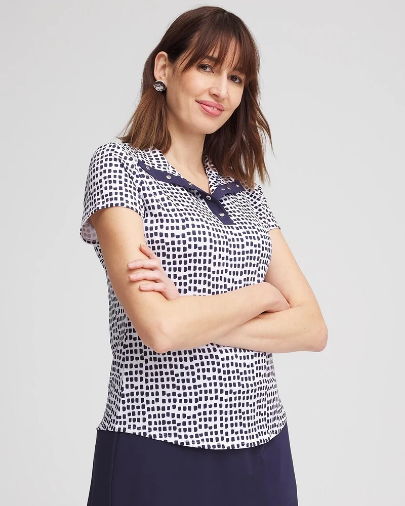 Zenergy® UPF Dots Mockneck Short-Sleeve Top