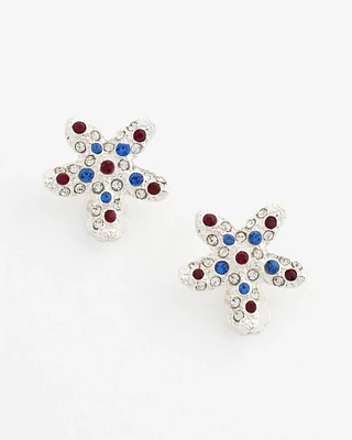 Red White & Blue Starfish Clip-On Earrings