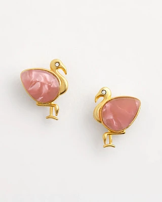 No Droop® Agate Stone Flamingo Stud Earrings