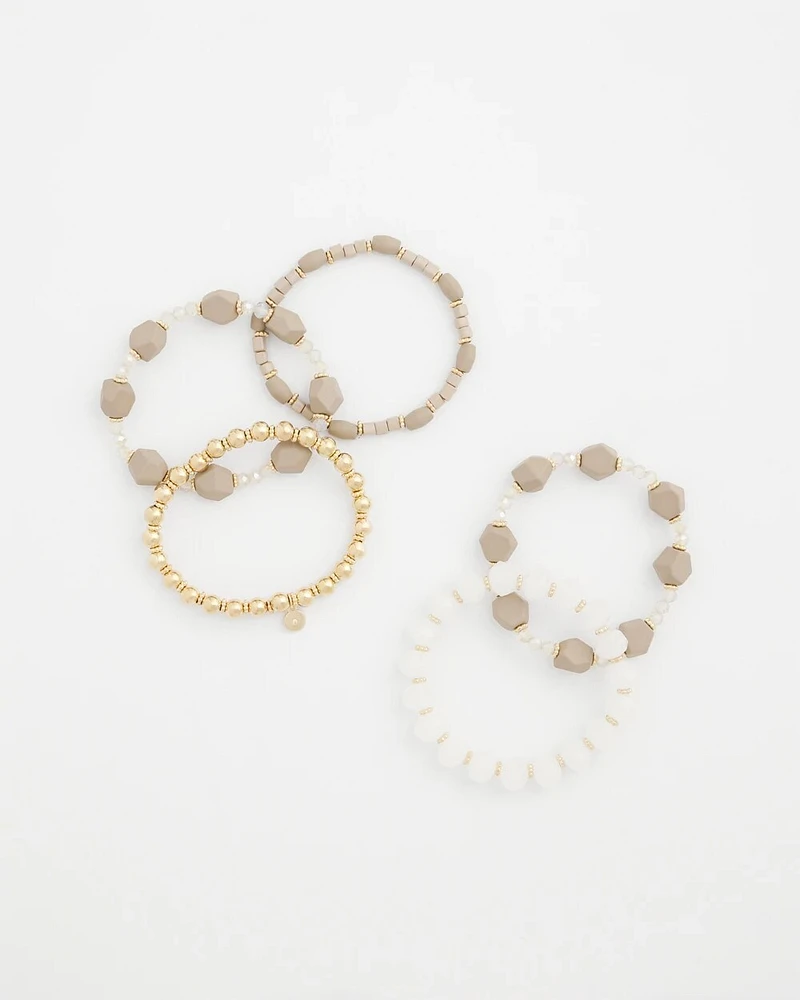 Neutral Stretch Set of Five Bracelets