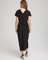 Silk-Twill Popover Midi Dress