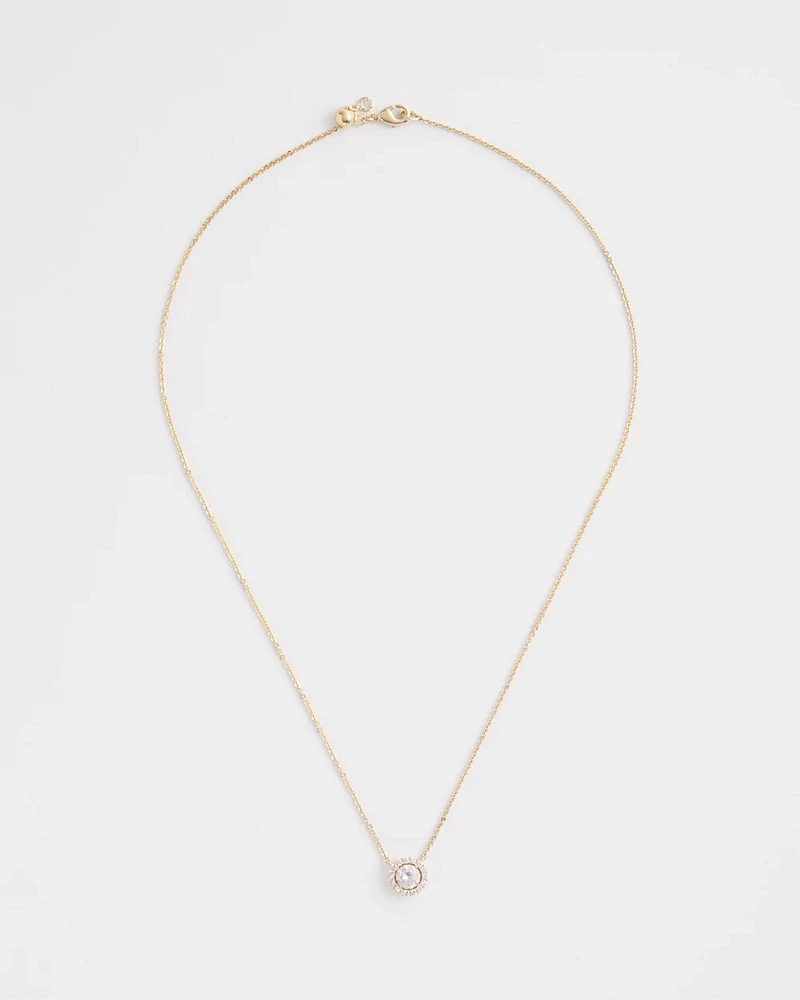 Gold Tone Drop Stone Necklace