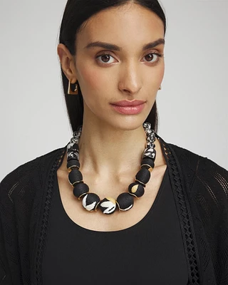 Embroidered Raffia Necklace
