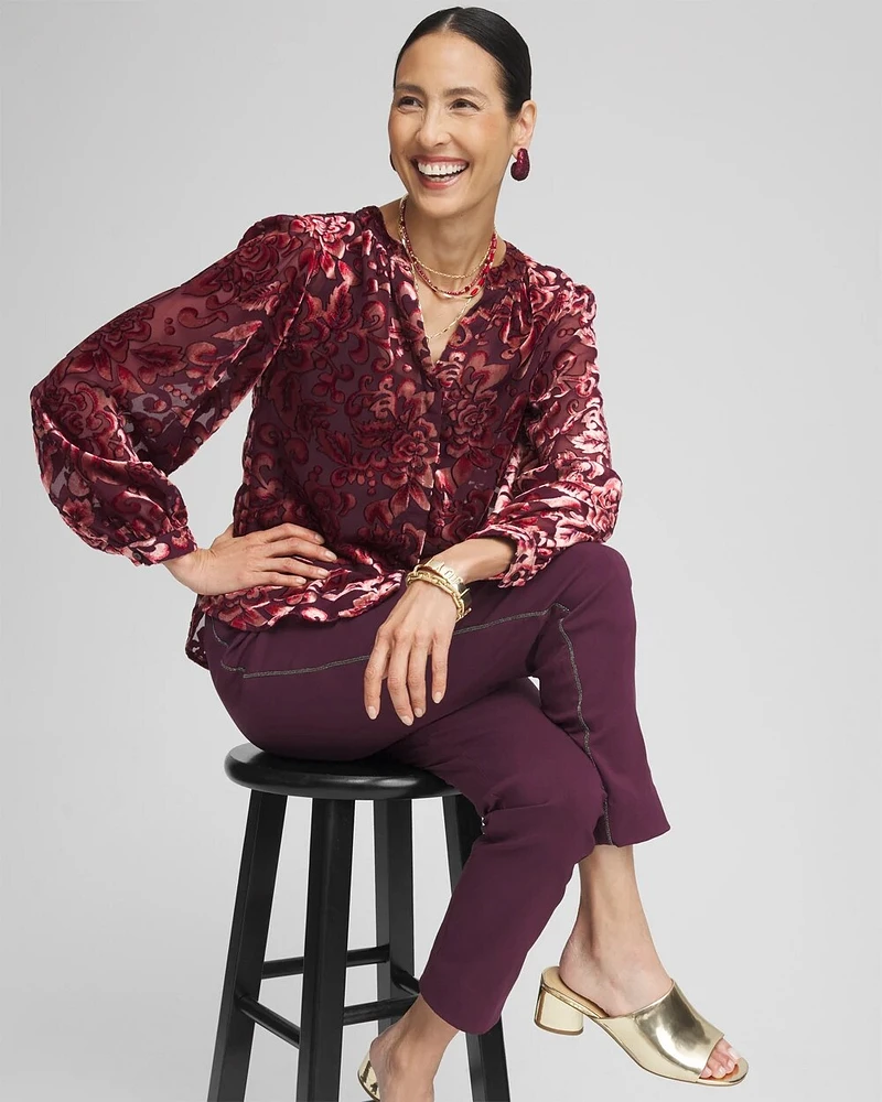 Velvet Blouson Sleeve Blouse