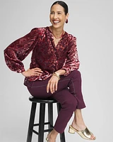 Velvet Blouson Sleeve Blouse