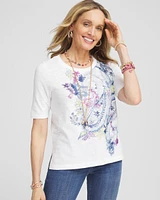 Paisley Slub Scoop-Neck Tee