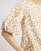 Animal Print Bubble Sleeve Top