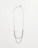 Double-Strand Silver Tone Disc Necklace