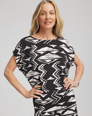 Travelers™ Crinkled Knit Geo-Print Top