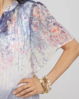 Jacquard Flutter-Sleeve Blouse