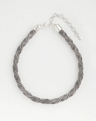 Silver Tone Twisted Coil Necklace