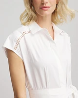 Poplin Circle Trim Maxi Shirtdress