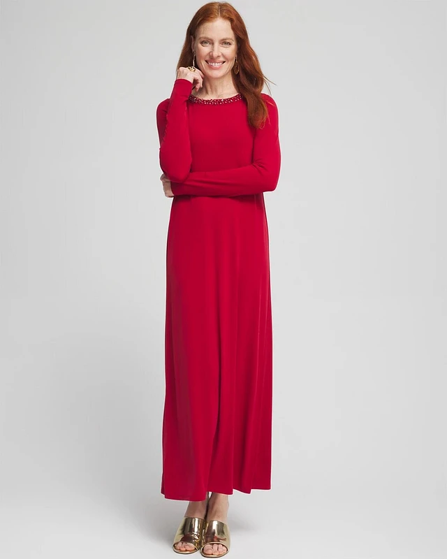 Chico's Rhinestone Embellished Maxi Dress | Liberty Center Chico's Rhinestone Embellished Maxi Dress | Liberty Center