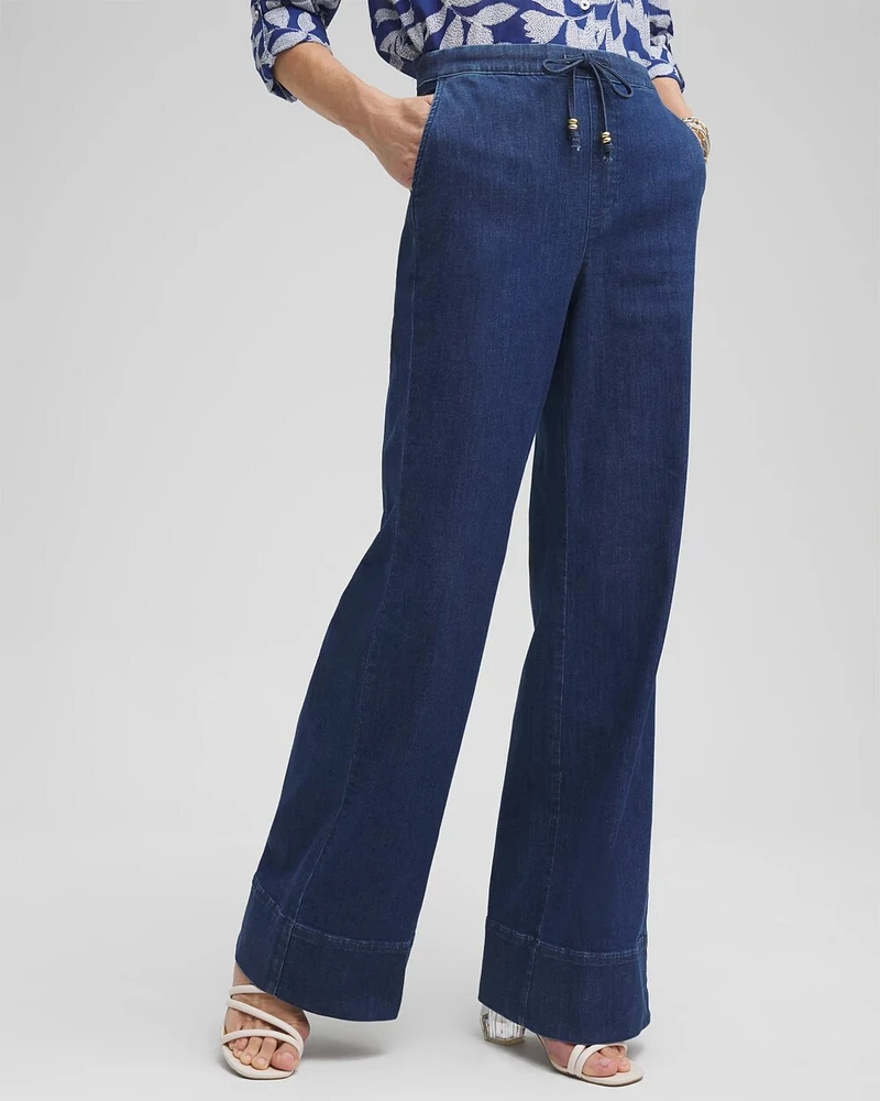Petite Pull-on Drawstring Wide Leg Jean