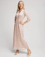 Metallic Pleated Maxi Dress