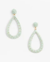 No Droop™ Raffia Teal Teardrop Earrings
