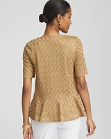 Metallic Crochet-Lace Peplum Tee