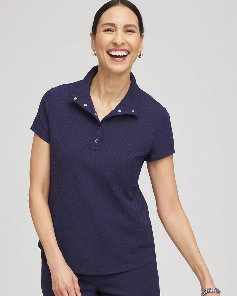 Zenergy® UPF Jacquard Textured Collared Tee