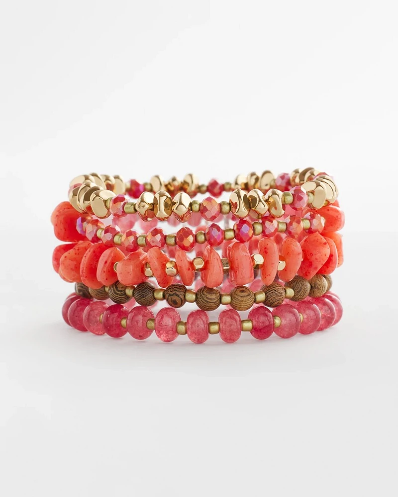Stretch Set of Five Beaded Bracelets