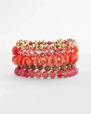 Stretch Set of Five Beaded Bracelets