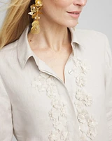 Floral Cutout 3D Linen Shirt
