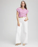 Paisley Slub Keyhole Neck Tee