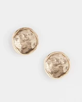 Gold Tone Round Disc Stud Earrings