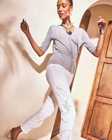 Girlfriend Embellished Cropped Jeans