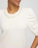 Ruched Sleeves Cashmere Blend Sweater