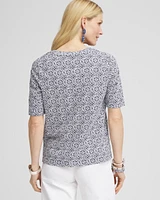 Tile Print Slub Scoop-Neck Tee