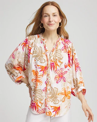 Floral Braided Batwing Blouse