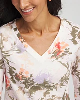 Pima Floral 3/4 Sleeve Tee