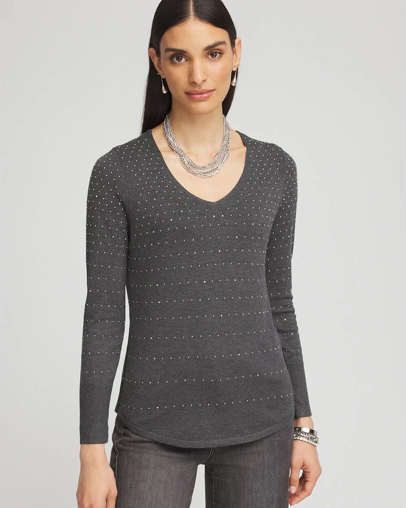 Studded V-Neck Sweater