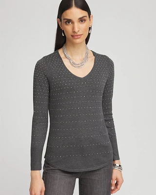Studded V-Neck Sweater